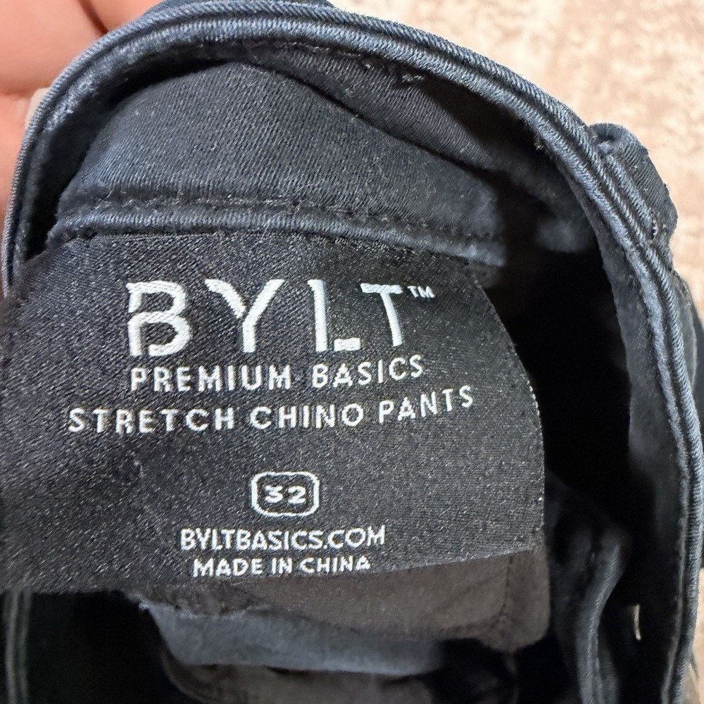 BYLT Basics Stretch Chino‎ Pants Mens 32 Premium Black Casual Straight - Picture 6 of 7